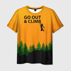 Мужская футболка 3D с принтом Альпинизм в Санкт-Петербурге, 100% полиэфир | прямой крой, круглый вырез горловины, длина до линии бедер | adrenaline | adventure | extreme | hiking | mountaineering | mountains | rockclimbing | rocks | адреналин | альпинизм | горы | скалолазание | скалы | туризм | экстрим