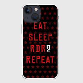 Чехол для iPhone 13 mini с принтом Eat Sleep RDR2 Repeat в Санкт-Петербурге,  |  | dead | die | eat | flag | game | games | gta | rdr | rdr2 | red | redemption | repeat | rockstar | sleep | sun | western | вестерн | выкуп | гта | дикий | запад | игра | игры | красный | мертвый | рдр | рдр2 | рокстар | солнце