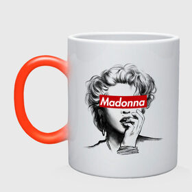 Кружка хамелеон с принтом Мадонна в Санкт-Петербурге, керамика | меняет цвет при нагревании, емкость 330 мл | madonna | pop | мадонна | музыка