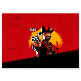 Поздравительная открытка с принтом Red Dead Redemption 2 в Санкт-Петербурге, 100% бумага | плотность бумаги 280 г/м2, матовая, на обратной стороне линовка и место для марки
 | Тематика изображения на принте: dead | die | flag | game | games | gta | rdr | rdr2 | red | redemption | rockstar | sun | sunset | western | вестерн | выкуп | гта | дикий | закат | запад | игра | игры | красный | мертвый | поле | рдр | рдр2 | рокстар | солнце