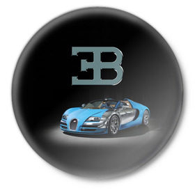 Значок с принтом Bugatti в Санкт-Петербурге,  металл | круглая форма, металлическая застежка в виде булавки | autosport | bugatti | dark | design | italy | speed | sportcar | streetracing | автомобиль | автоспорт | гонка | дизайн | италия | конюшня | красота | престиж | скорость | спорткар | стритрейсинг | тачка | точило | черный