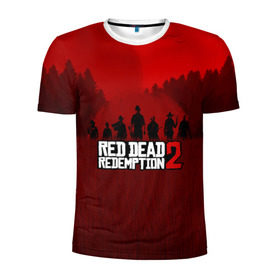 Мужская футболка 3D спортивная с принтом RED DEAD REDEMPTION 2 в Санкт-Петербурге, 100% полиэстер с улучшенными характеристиками | приталенный силуэт, круглая горловина, широкие плечи, сужается к линии бедра | game | red dead | red dead redemption 2 | redemption 2 | rockstar games | бандиты | дикий запад | игры | ковбои | оружие