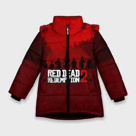 Зимняя куртка для девочек 3D с принтом RED DEAD REDEMPTION 2 в Санкт-Петербурге, ткань верха — 100% полиэстер; подклад — 100% полиэстер, утеплитель — 100% полиэстер. | длина ниже бедра, удлиненная спинка, воротник стойка и отстегивающийся капюшон. Есть боковые карманы с листочкой на кнопках, утяжки по низу изделия и внутренний карман на молнии. 

Предусмотрены светоотражающий принт на спинке, радужный светоотражающий элемент на пуллере молнии и на резинке для утяжки. | game | red dead | red dead redemption 2 | redemption 2 | rockstar games | бандиты | дикий запад | игры | ковбои | оружие
