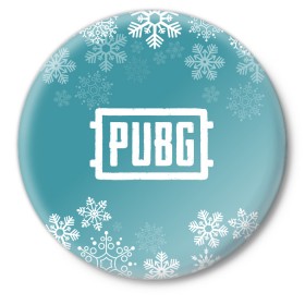Значок с принтом PUBG Новогодний в Санкт-Петербурге,  металл | круглая форма, металлическая застежка в виде булавки | Тематика изображения на принте: 