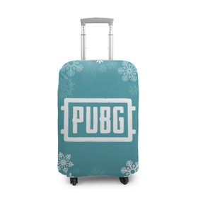 Чехол для чемодана 3D с принтом PUBG Новогодний в Санкт-Петербурге, 86% полиэфир, 14% спандекс | двустороннее нанесение принта, прорези для ручек и колес | 
