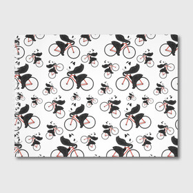 Альбом для рисования с принтом Панды На Велосипеде в Санкт-Петербурге, 100% бумага
 | матовая бумага, плотность 200 мг. | Тематика изображения на принте: велосипед | мишки | панда | паттерн