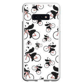 Чехол для Samsung S10E с принтом Панды На Велосипеде в Санкт-Петербурге, Силикон | Область печати: задняя сторона чехла, без боковых панелей | велосипед | мишки | панда | паттерн