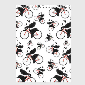 Скетчбук с принтом Панды На Велосипеде в Санкт-Петербурге, 100% бумага
 | 48 листов, плотность листов — 100 г/м2, плотность картонной обложки — 250 г/м2. Листы скреплены сверху удобной пружинной спиралью | Тематика изображения на принте: велосипед | мишки | панда | паттерн