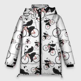 Женская зимняя куртка 3D с принтом Панды На Велосипеде в Санкт-Петербурге, верх — 100% полиэстер; подкладка — 100% полиэстер; утеплитель — 100% полиэстер | длина ниже бедра, силуэт Оверсайз. Есть воротник-стойка, отстегивающийся капюшон и ветрозащитная планка. 

Боковые карманы с листочкой на кнопках и внутренний карман на молнии | велосипед | мишки | панда | паттерн