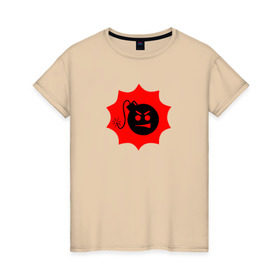 Женская футболка хлопок с принтом Serious Sam в Санкт-Петербурге, 100% хлопок | прямой крой, круглый вырез горловины, длина до линии бедер, слегка спущенное плечо | games | pc | sam | skin. game | бомба | бомбочка | взрыв | взрывчатка | видеоигра | видеоигры | главный герой | знаменитая футболка | значок | игра | логотип | персонаж | символ | сириус | скин | стрелялка