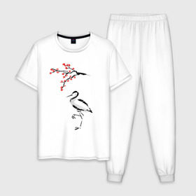 Мужская пижама хлопок с принтом Японский стиль в Санкт-Петербурге, 100% хлопок | брюки и футболка прямого кроя, без карманов, на брюках мягкая резинка на поясе и по низу штанин
 | азия | восток | путешествия | сакура | япония
