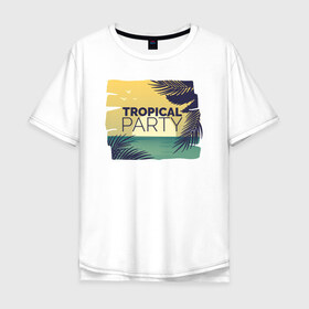 Мужская футболка хлопок Oversize с принтом Тропическое лето в Санкт-Петербурге, 100% хлопок | свободный крой, круглый ворот, “спинка” длиннее передней части | лето | море | отдых | пальма | песок | пляж | путешествия | солнце