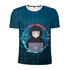 Мужская футболка 3D спортивная с принтом Anonymous hacker в Санкт-Петербурге, 100% полиэстер с улучшенными характеристиками | приталенный силуэт, круглая горловина, широкие плечи, сужается к линии бедра | anonymous | hacker | it | аноним | взлом | компьютер | ноутбук | программист | хакер