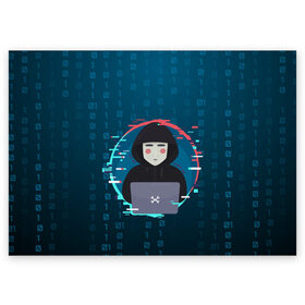 Поздравительная открытка с принтом Anonymous hacker в Санкт-Петербурге, 100% бумага | плотность бумаги 280 г/м2, матовая, на обратной стороне линовка и место для марки
 | anonymous | hacker | it | аноним | взлом | компьютер | ноутбук | программист | хакер