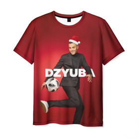 Мужская футболка 3D с принтом Новогодний Дзюба в Санкт-Петербурге, 100% полиэфир | прямой крой, круглый вырез горловины, длина до линии бедер | new yaer | артем дзюба | дзюба | зима футбол | новый год | новый год футбол | футбол | футбол новый год
