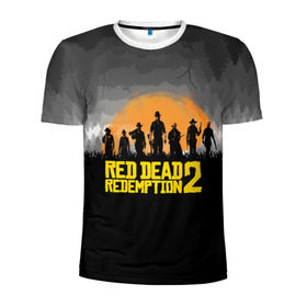 Мужская футболка 3D спортивная с принтом RED DEAD REDEMPTION 2 в Санкт-Петербурге, 100% полиэстер с улучшенными характеристиками | приталенный силуэт, круглая горловина, широкие плечи, сужается к линии бедра | dead | game | red dead redemption 2 | redemption 2 | rockstar games | бандиты | дикий запад | игры | ковбои | оружие