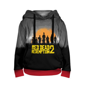 Детская толстовка 3D с принтом RED DEAD REDEMPTION 2 в Санкт-Петербурге, 100% полиэстер | двухслойный капюшон со шнурком для регулировки, мягкие манжеты на рукавах и по низу толстовки, спереди карман-кенгуру с мягким внутренним слоем | dead | game | red dead redemption 2 | redemption 2 | rockstar games | бандиты | дикий запад | игры | ковбои | оружие