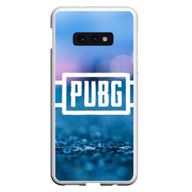 Чехол для Samsung S10E с принтом PUBG light blue в Санкт-Петербурге, Силикон | Область печати: задняя сторона чехла, без боковых панелей | pubg | игра | лого | пубг | светлый | стрелялка | шутер