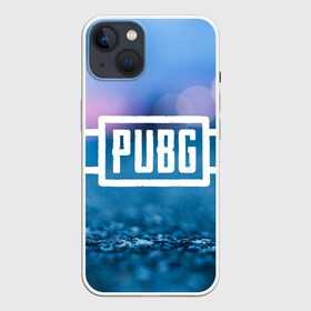 Чехол для iPhone 13 с принтом PUBG light blue в Санкт-Петербурге,  |  | Тематика изображения на принте: pubg | игра | лого | пубг | светлый | стрелялка | шутер