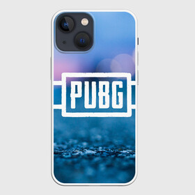Чехол для iPhone 13 mini с принтом PUBG light blue в Санкт-Петербурге,  |  | Тематика изображения на принте: pubg | игра | лого | пубг | светлый | стрелялка | шутер