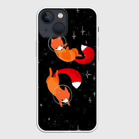 Чехол для iPhone 13 mini с принтом Лисички в Космосе в Санкт-Петербурге,  |  | cute | fox | foxes | ginger | space | tail | забавная | космическая | космонавт | космонавты | космос | лис | лиса | лисица | лисицы | лисичка | лисички | лисы | милая | рыжая | рыжие | скафандр | смешная | фыр | хвост