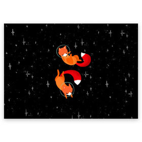 Поздравительная открытка с принтом Лисички в Космосе в Санкт-Петербурге, 100% бумага | плотность бумаги 280 г/м2, матовая, на обратной стороне линовка и место для марки
 | cute | fox | foxes | ginger | space | tail | забавная | космическая | космонавт | космонавты | космос | лис | лиса | лисица | лисицы | лисичка | лисички | лисы | милая | рыжая | рыжие | скафандр | смешная | фыр | хвост