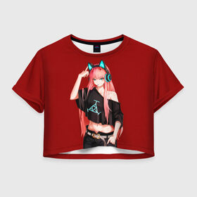 Женская футболка Cropp-top с принтом Anime let`s play в Санкт-Петербурге, 100% полиэстер | круглая горловина, длина футболки до линии талии, рукава с отворотами | zero | аниме | зеро | милый во франкcе | тян