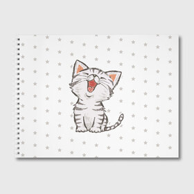 Альбом для рисования с принтом Милейший Котик в Санкт-Петербурге, 100% бумага
 | матовая бумага, плотность 200 мг. | cat | cats | cute | kitten | kitty | pussy | smile | звезды | кот | котенок | котик | котики | коты | котята | кошечка | кошечки | кошка | кошки | милая | милота | милый | полосатый | смеется | улыбается | улыбака | улыбка