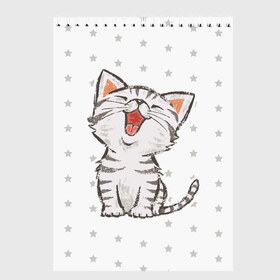 Скетчбук с принтом Милейший Котик в Санкт-Петербурге, 100% бумага
 | 48 листов, плотность листов — 100 г/м2, плотность картонной обложки — 250 г/м2. Листы скреплены сверху удобной пружинной спиралью | cat | cats | cute | kitten | kitty | pussy | smile | звезды | кот | котенок | котик | котики | коты | котята | кошечка | кошечки | кошка | кошки | милая | милота | милый | полосатый | смеется | улыбается | улыбака | улыбка