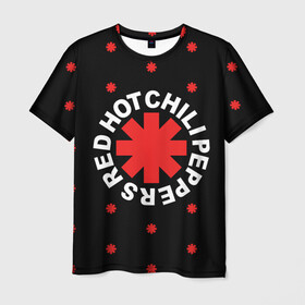 Мужская футболка 3D с принтом Red Hot Chili Peppers в Санкт-Петербурге, 100% полиэфир | прямой крой, круглый вырез горловины, длина до линии бедер | chili | cross | hot | logo | music | peppers | red | red hot chili peppers | rhcp | rock | star | symbol | звезда | звездочка | красная | красный | крест | логотип | музыка | перцы | рок | символ | цветок | цветочек | чили