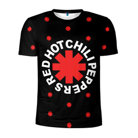 Мужская футболка 3D спортивная с принтом Red Hot Chili Peppers в Санкт-Петербурге, 100% полиэстер с улучшенными характеристиками | приталенный силуэт, круглая горловина, широкие плечи, сужается к линии бедра | Тематика изображения на принте: chili | cross | hot | logo | music | peppers | red | red hot chili peppers | rhcp | rock | star | symbol | звезда | звездочка | красная | красный | крест | логотип | музыка | перцы | рок | символ | цветок | цветочек | чили