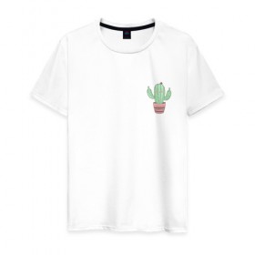 Мужская футболка хлопок с принтом Fucktus-2 в Санкт-Петербурге, 100% хлопок | прямой крой, круглый вырез горловины, длина до линии бедер, слегка спущенное плечо. | cactus | you | аргументы | иголки | кактус | карман | колючий | растение