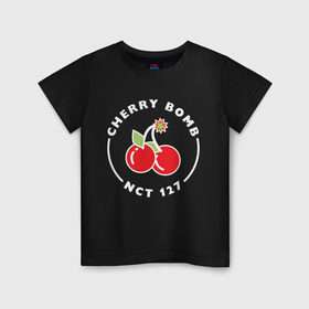 Детская футболка хлопок с принтом Cherry Bomb в Санкт-Петербурге, 100% хлопок | круглый вырез горловины, полуприлегающий силуэт, длина до линии бедер | 127 | bomb | cherry | k pop | korea | kpop | nct | pop | бомб | бомба | вишневая | корейцы | корея | нст | черри