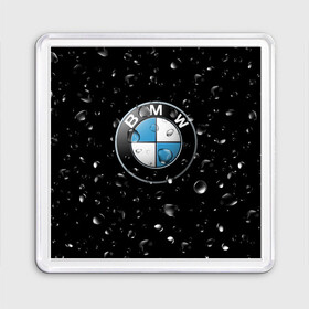 Магнит 55*55 с принтом BMW под Дождём в Санкт-Петербурге, Пластик | Размер: 65*65 мм; Размер печати: 55*55 мм | auto | bmw | logo | moto | symbol | авто | автомобили | автомобилисту | автомобильная | бмв | гонки | дождь | знак | капли | лого | логотип | марка | машина | машинки | машины | мото | мотоцикл | символ | тачка | тюнинг