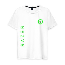 Мужская футболка хлопок с принтом RAZER в Санкт-Петербурге, 100% хлопок | прямой крой, круглый вырез горловины, длина до линии бедер, слегка спущенное плечо. | 101 | brand | company | gamer | green | logo | mamba | naga | player | razer | rzr | snake | бренд | железо | зеленый | змея | компания | лого | рейзер | софт