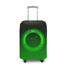 Чехол для чемодана 3D с принтом RAZER SPACE в Санкт-Петербурге, 86% полиэфир, 14% спандекс | двустороннее нанесение принта, прорези для ручек и колес | 101 | brand | company | gamer | green | logo | mamba | naga | player | razer | rzr | snake | space | бренд | железо | зеленый | змея | компания | космос | лого | рейзер | софт