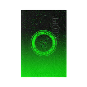 Обложка для паспорта матовая кожа с принтом RAZER SPACE в Санкт-Петербурге, натуральная матовая кожа | размер 19,3 х 13,7 см; прозрачные пластиковые крепления | 101 | brand | company | gamer | green | logo | mamba | naga | player | razer | rzr | snake | space | бренд | железо | зеленый | змея | компания | космос | лого | рейзер | софт