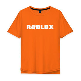 Мужская футболка хлопок Oversize с принтом Roblox Logo в Санкт-Петербурге, 100% хлопок | свободный крой, круглый ворот, “спинка” длиннее передней части | logo | roblox | лого | логотип | надпись | роблокс