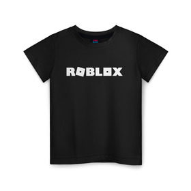 Детская футболка хлопок с принтом Roblox Logo в Санкт-Петербурге, 100% хлопок | круглый вырез горловины, полуприлегающий силуэт, длина до линии бедер | logo | roblox | лого | логотип | надпись | роблокс