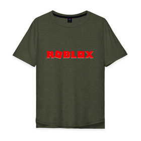Мужская футболка хлопок Oversize с принтом Roblox Logo в Санкт-Петербурге, 100% хлопок | свободный крой, круглый ворот, “спинка” длиннее передней части | logo | roblox | лого | логотип | надпись | роблокс