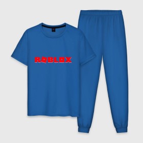 Мужская пижама хлопок с принтом Roblox Logo в Санкт-Петербурге, 100% хлопок | брюки и футболка прямого кроя, без карманов, на брюках мягкая резинка на поясе и по низу штанин
 | logo | roblox | лого | логотип | надпись | роблокс