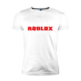 Мужская футболка премиум с принтом Roblox Logo в Санкт-Петербурге, 92% хлопок, 8% лайкра | приталенный силуэт, круглый вырез ворота, длина до линии бедра, короткий рукав | Тематика изображения на принте: logo | roblox | лого | логотип | надпись | роблокс