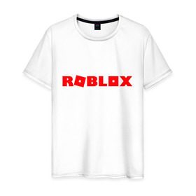 Мужская футболка хлопок с принтом Roblox Logo в Санкт-Петербурге, 100% хлопок | прямой крой, круглый вырез горловины, длина до линии бедер, слегка спущенное плечо. | Тематика изображения на принте: logo | roblox | лого | логотип | надпись | роблокс