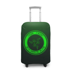 Чехол для чемодана 3D с принтом RAZER в Санкт-Петербурге, 86% полиэфир, 14% спандекс | двустороннее нанесение принта, прорези для ручек и колес | 101 | brand | company | gamer | green | logo | mamba | naga | player | razer | rzr | snake | бренд | железо | зеленый | змея | компания | лого | рейзер | софт