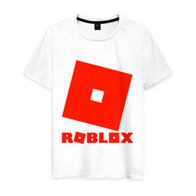 Мужская футболка хлопок с принтом Roblox Logo в Санкт-Петербурге, 100% хлопок | прямой крой, круглый вырез горловины, длина до линии бедер, слегка спущенное плечо. | logo | roblox | лого | логотип | надпись | роблокс