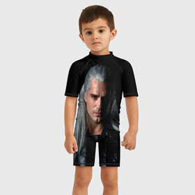 Детский купальный костюм 3D с принтом The Witcher. Geralt of Rivia в Санкт-Петербурге, Полиэстер 85%, Спандекс 15% | застежка на молнии на спине | andrzej | cavill | ciri | cirilla | geralt | henry | netflix | rivia | sapkowski | witcher | yennefer | анджей | ведьмак | генри | геральт | йеннифэр | кавилл | ривия | сапковский | цири | цирилла