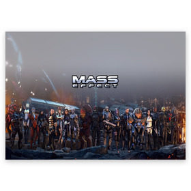 Поздравительная открытка с принтом Mass Effect в Санкт-Петербурге, 100% бумага | плотность бумаги 280 г/м2, матовая, на обратной стороне линовка и место для марки
 | amdromeda initiative | andromeda | game | gun | hemet | n7 | rifle | ryder | soldier | space | star | weapon