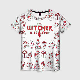 Женская футболка 3D с принтом The Witcher Новогодний в Санкт-Петербурге, 100% полиэфир ( синтетическое хлопкоподобное полотно) | прямой крой, круглый вырез горловины, длина до линии бедер | wild hunt | арбалет | ведьмак 3 | геральт | год | дикая | магия | новый | охота | снег | цири