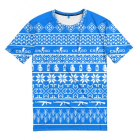 Мужская футболка 3D с принтом CS GO Новогодний в Санкт-Петербурге, 100% полиэфир | прямой крой, круглый вырез горловины, длина до линии бедер | 2019 | cs go. | костюм на новый год | кс | кс го | новый год