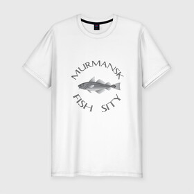 Мужская футболка хлопок Slim с принтом Мурманск в Санкт-Петербурге, 92% хлопок, 8% лайкра | приталенный силуэт, круглый вырез ворота, длина до линии бедра, короткий рукав | Тематика изображения на принте: мурмаск